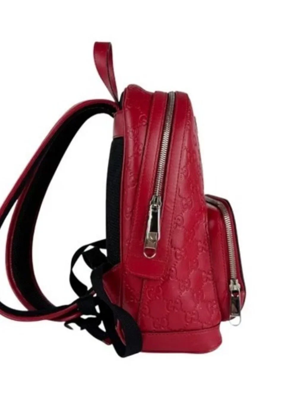 Auth GUCCI Guccisima Backpack Red Leather/Silvertone - z6640 - Picture 2 of 13